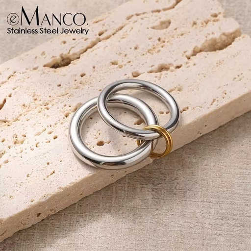 Emanco Fashion Stackable Waterproof Stainless Steel Rings Luxurious and Fade-Resistant Geometric Shapes Fashionable Style Rings