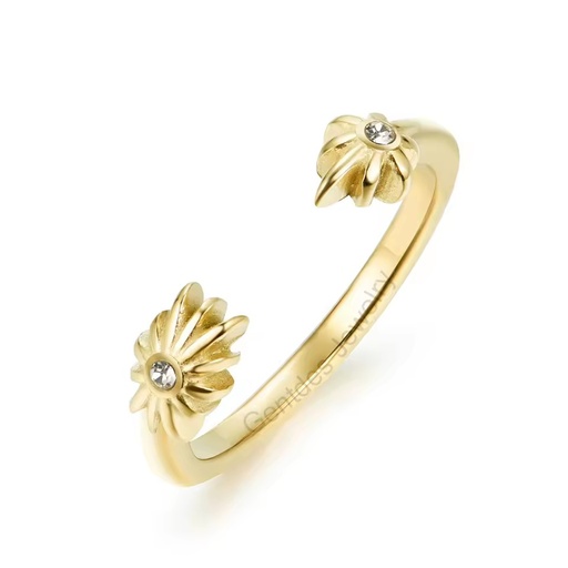 Polished Gold Plated Stainless Steel Ring Waterproof Stainless Steel Opening Rings Fashion Jewelry