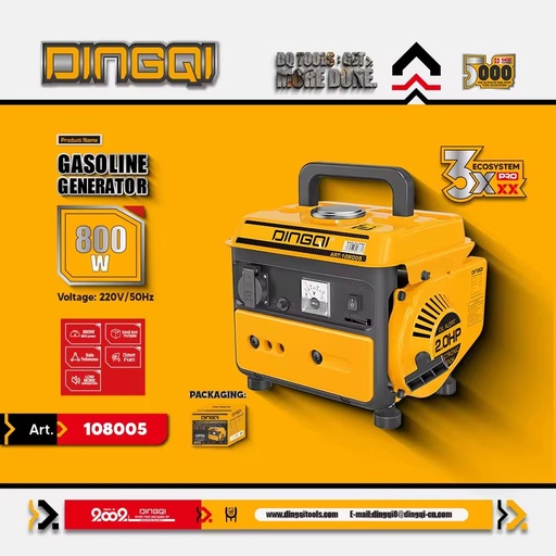 DINGQI 800W Portable Gasoline Generator 220V 50Hz Single Phase with Electric & Recoil Start,Emergency Use