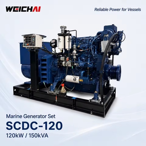 SCDC-120 Weichai WP6 Series Water Cooled 120kW 150KVA 50HZ 1500RPM 6 Cylinders Electric Start Marine Generator Set for Workboat