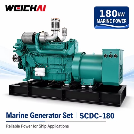 SCDC-180 Weichai WP10 Series Turbocharged 180kW 225KVA 1500RPM 6 Cylinder 4-Stroke Marine Generator Set for Auxiliary Power