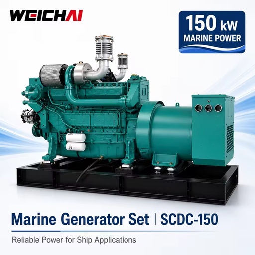 SCDC-150 Weichai WP10 Marine Engine 150kW 187.5KVA 1500RPM Water-Cooled 4 Stroke Electric Start Generator Set for Fishing Ship
