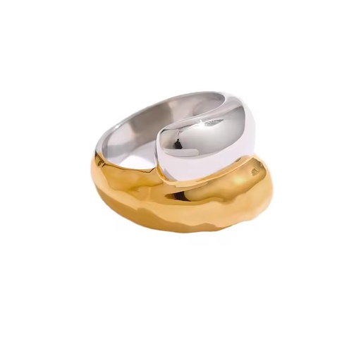 Women's Stainless Steel Finger Ring with 18K Gold Waterproof Finish Trendy Drop Opening Design Fashionable Personality for Gifts