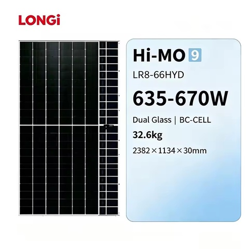 Hot Selling Longi LR8-66HYD 635~670M Solar Panels 635W 640W 645W 650W 655W 660W 665W 670W Longi Solar Energy Hi-mo 9 PV Panel