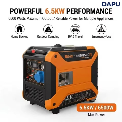 6.5kW Inverter Gasoline Generator 6500W Silent Digital Generator Portable Petrol Generator Home Emergency Backup Power Supply