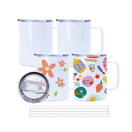 RTS 25 Pack White Sublimation Stainless Steel Coffee Mug Metal Travel Mug Cup With Handle and Lid