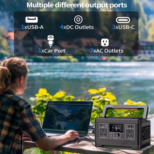 500W Portable Power Station LiFePO4 Battery 520Wh 1000W Peak UPS Solar Generator For Outdoor Camping Home Emergency Backup