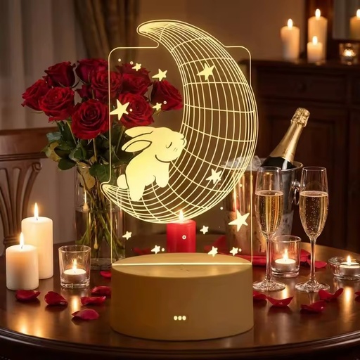 Newish DIY Custom Photo Creative 3D Illusion Moon Lamparas Children Room Acrylic Table Desk Base USB LED Christmas Night Light