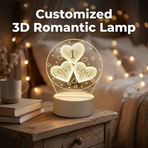 Newish Custom Photo Creative 3D Illusion Acrylic Table Desk Base LED Christmas Lamp Kid's Room Decor Night Light LOVE