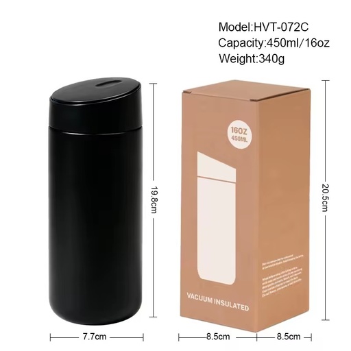 Wholesale New Cross-Border 304 Stainless Steel Insulated Mug 450ml Double-Walled Vacuum Flask Portable Slide-Top Water Bottle