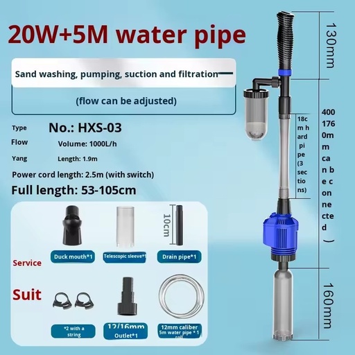 Wholesale ABS Automatic Electric Fish Tank Water Changer Filter Sand Washer Suction Cleaner HXS-02 Model Fish Waste Pump