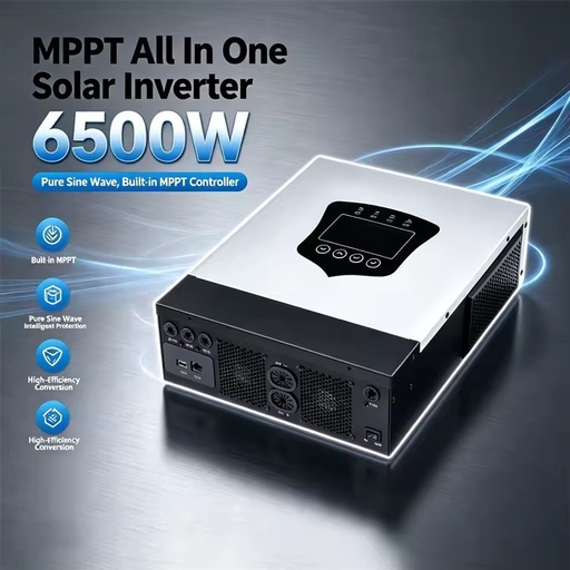 6500W All in One Hybrid Solar Inverter Pure Sine Wave Off Grid 6.5KW 48V with MPPT Charge Controller for Home Solar System