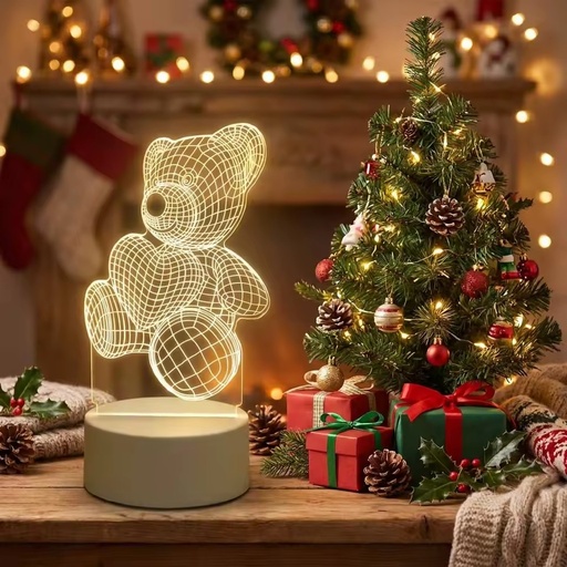 Customized Round Christmas Gifts 3D Illusion Children's Night Light USB LED Desk Lamp Warm White Light Bedroom Home Decoration