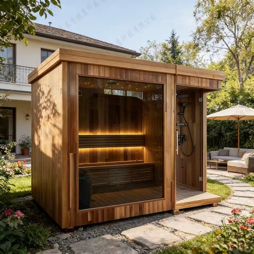 Electric Far Infrared Dry Steam Sauna Stove 12KW 6 Person Commercial Gym Apartment/Villa Use Modern Panorama Design Hemlock