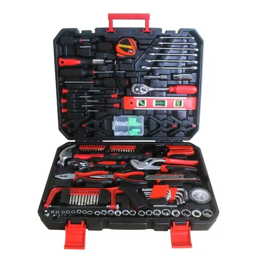 238Pcs Hand Tool Set with Adjustable Wrench in Black Toolbox Comprehensive Kit for Home Repair and Maintenance Model D0100H7W0HT