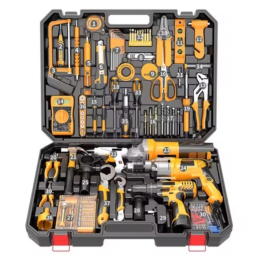 Hot Selling 118-piece Set Professional Household Cordless Portable Multi-function Repair Tool Set Hardware Tool Box Kit