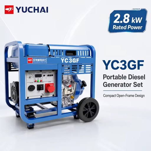 SCDC YC3GF Portable Diesel Generator 3kW Open Frame Single Phase Backup Generator Set Consumption Industrial Emergency Power
