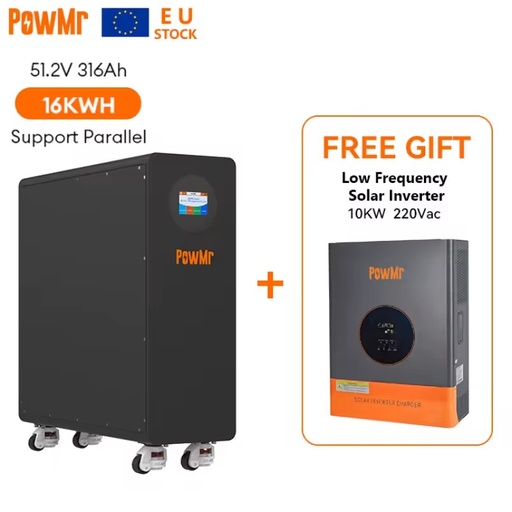 For Home Energy Storage System POW-RELAB 10KE 10KW 48Vdc 220Vac MPPT Solar Inverter 16.179KWh 51.2V Lithium Ion 50/60Hz Ground