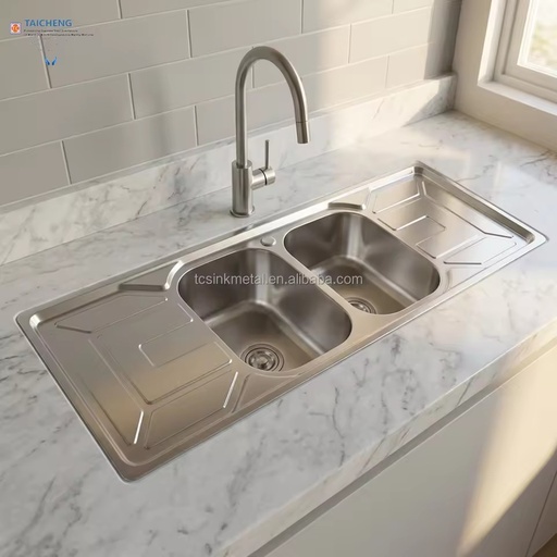 1500x500mm Electric Plated 201 Stainless Steel Built-In Double Bowl Sink with Dishwasher for Kitchen and Restaurant