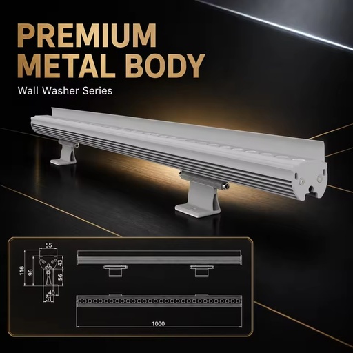 IP66 Rated LED Aluminum Wall Washer Light Liner High Brightness Water Resistant Anti-Glare for Building & Outdoor Use