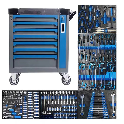 Professional 7 Drawers Tools Box Cabinet with 258 Pcs Tools Set