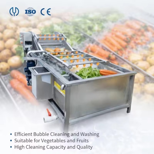 Continuous Spray Seafood Fish Air Bubble Washer Potato Tomato Carrot Ginger Fruit Vegetable Bubble Washing Machine with Conveyor