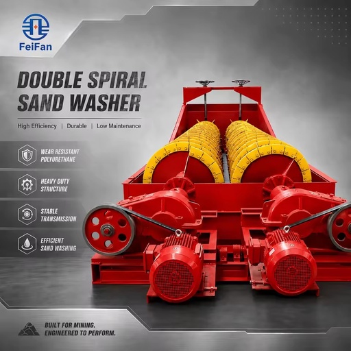 OEM Fully Automatic PLC Controlled Gear Pump Spiral Sand Washer with Dual Screw for Industrial Stone Cleaning