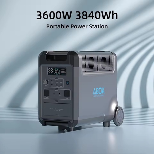 ABOK 3840Wh 3600 Watt Portable Power Station LiFePO4 Solar Generator 3600W 2200W Fast Charging UPS Battery Backup