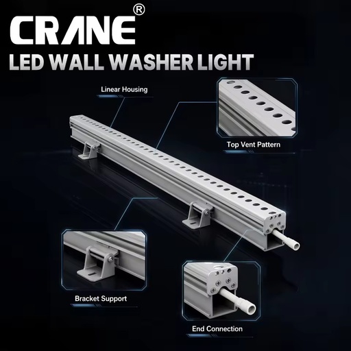 IP65 Waterproof Aluminum LED Wall Washer Light 5-Year Warranty Dimmable for Hotel Facade Landscape Commercial Building Lighting