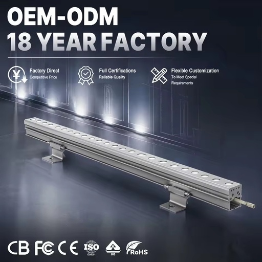 Aluminum Linear LED Wall Washer IP65 Waterproof Outdoor Light for Municipal Landmark Building Landscape Decoration