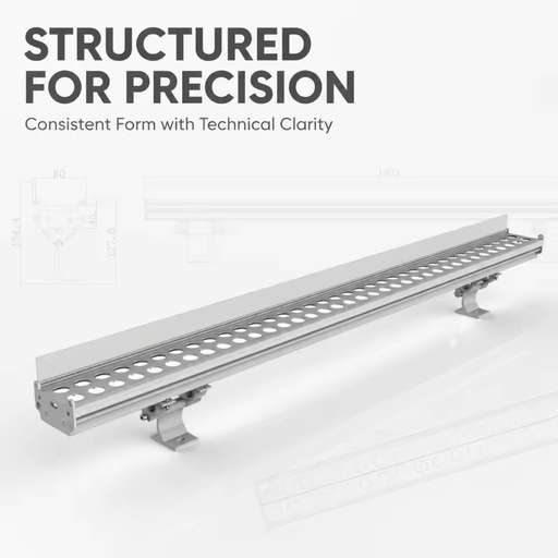 IP67 Aluminum LED Linear Strip Light Tube Wall Washer for Building 48 DMX 512 Water Resistant