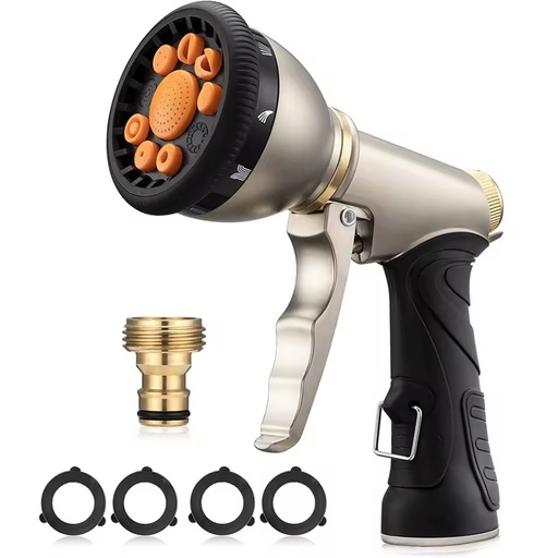 Metal Material Multifunction Garden Hose Nozzle Spray Trigger 9 Patterns Garden Water Gun