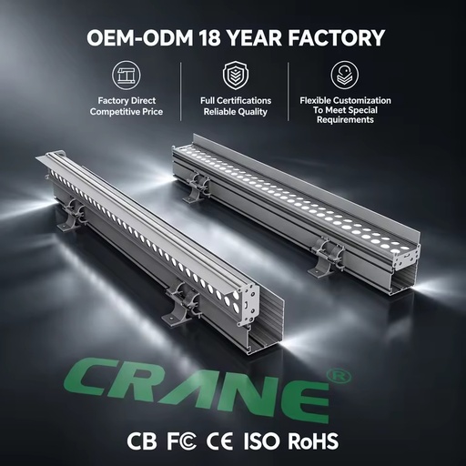 72W RGBW Linear Wall Washer IP65 Rated Aluminum LED with CRI95 7200LM Dimmable for Building & Landscape Lighting DC24V