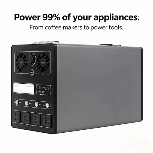 1000Wh 1500W Pure Sine Wave MPPT Solar Generator with 2000W Output for Outdoor Home & Car Backup