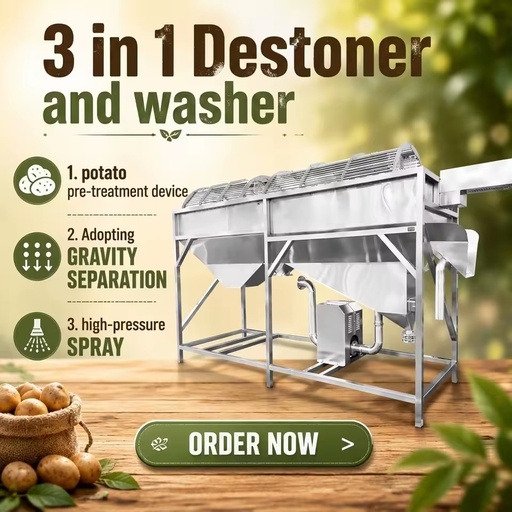 Energy Saving Potato Destoner Washer with Water Recirculation System for Potato Chip & Potato Powder Line