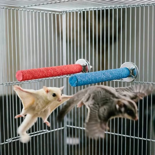 Colorful Sand-Texture Nail Grinding Cage Perch for Sugar Glider Squirrel - 5PCS Climbing Stick Set 7.9in/20cm