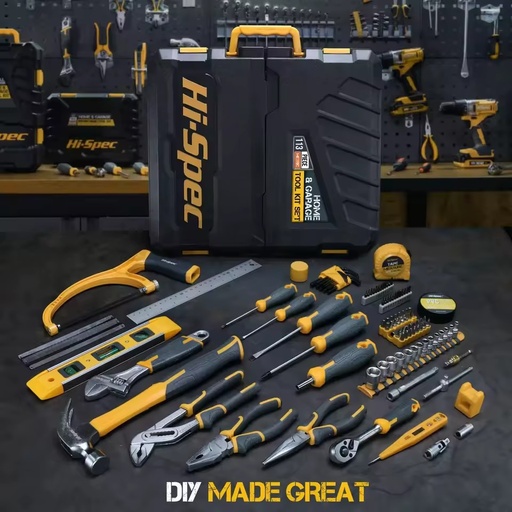 113Pcs Household Auto Repair Tool Set Combination Hardware Tool Kit Pliers Tape Measure Screwdriver Steel Plastic Plastic Tool