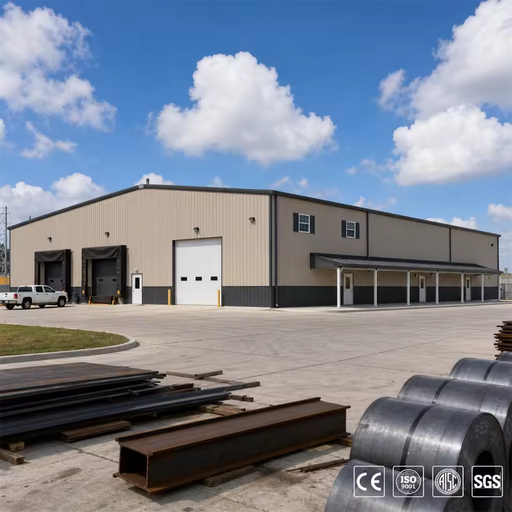 Hot-Rolled Column Free Grid Structure Steel Warehouse Building for Warehouse Snow Load CE Certified Designed for Africa