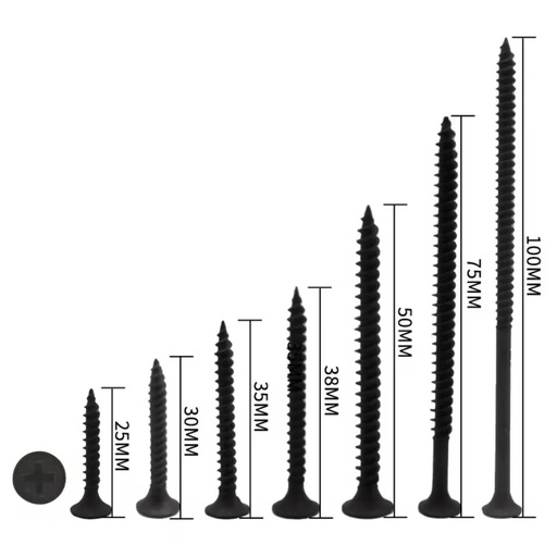 Lekon Black Grey Phosphate Drywall Screw Countersunk Head Self-tapping Plasterboard Wood Construction Screws