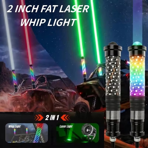 New 2026 Sky Beam Whipless Laser Whip 3FT RGBW Antenna App Wireless Rocker Switch Offroad UTV SXS Truck Buggy 4WD