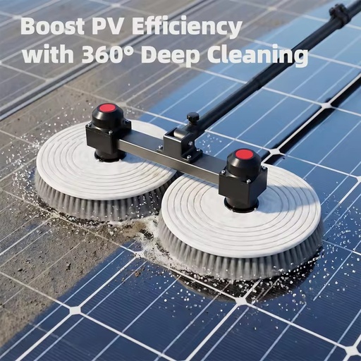 3.5m 5.5m 7.5m Electric Solar Panel Cleaning Brush Telescopic Aluminum Pole Dual Head PV Washer with Flexible Steel Filaments