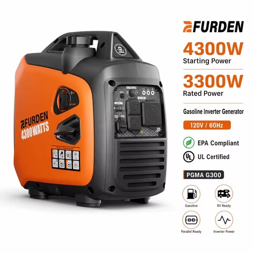 3300W 3.3KW Gasoline Inverter Generator RV Ready Portable Generator with 120V 30A Outlet