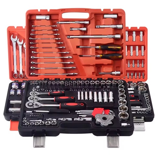 121pcs Carbon Steel Household Hardware Tool Set Multi-Function Garage Workshop Tool Box Hard Case Hand-Power Source OEM