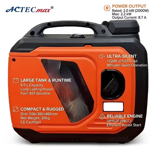 Wholesale Recoil Start Silent Portable Generator 2KW AC.501.100 RV Truck Battery Charging Electric Power Generation for Camping
