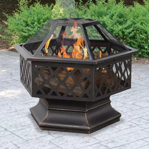 22 Inch Portable Outdoor Fire Pit Wood Burning Metal Fire Basket Fireplace With Fire Poker for Camping Patio Backyard