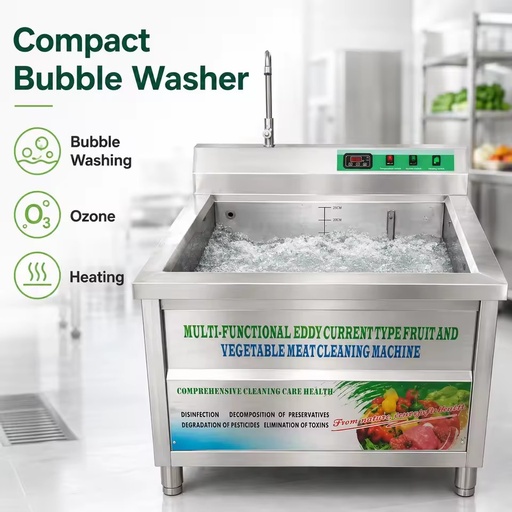 Commercial Small Air Bubble Vegetable Washer with Ozone Heating for Lettuce Tomato Potato Cleaning Tank Food Factory 300-500kg/h