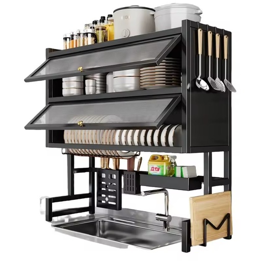 Multi-Functional Double Modern Steel Dish Drying Storage Organizer Rack Kitchen Sink Cabinet Drain Shelf Stand Cleaning Tools