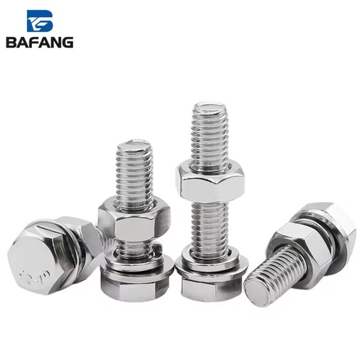 304 Stainless Steel Class 4.8 & 6.8 Screw Nut Set Hex Head Bolt Plain Finish Flat & Spring Washers M14-M30