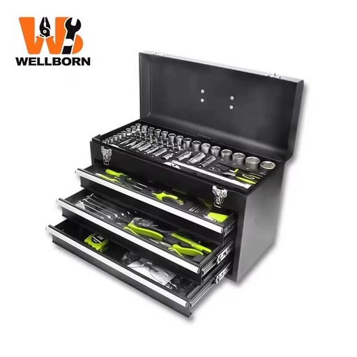 119PCS Four-Layer Iron Box Portable Auto Repair Hardware Tool Set with Drawers Multifunctional Waterproof OEM Customizable