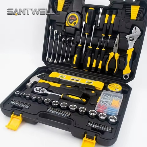 108-PCS Hand Tool Set Heat-treated Carbon Steel Complete Multi-purpose Hardware Kits for Home Repair & Industrial Maintenance